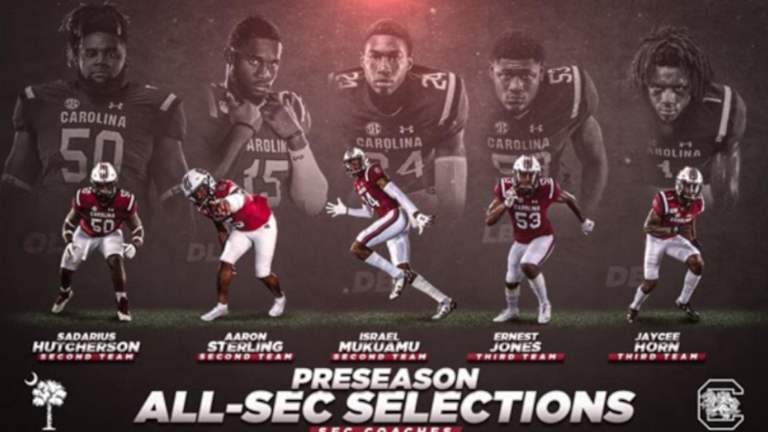 Five Gamecocks Named to Coaches' Preseason All-SEC Teams
